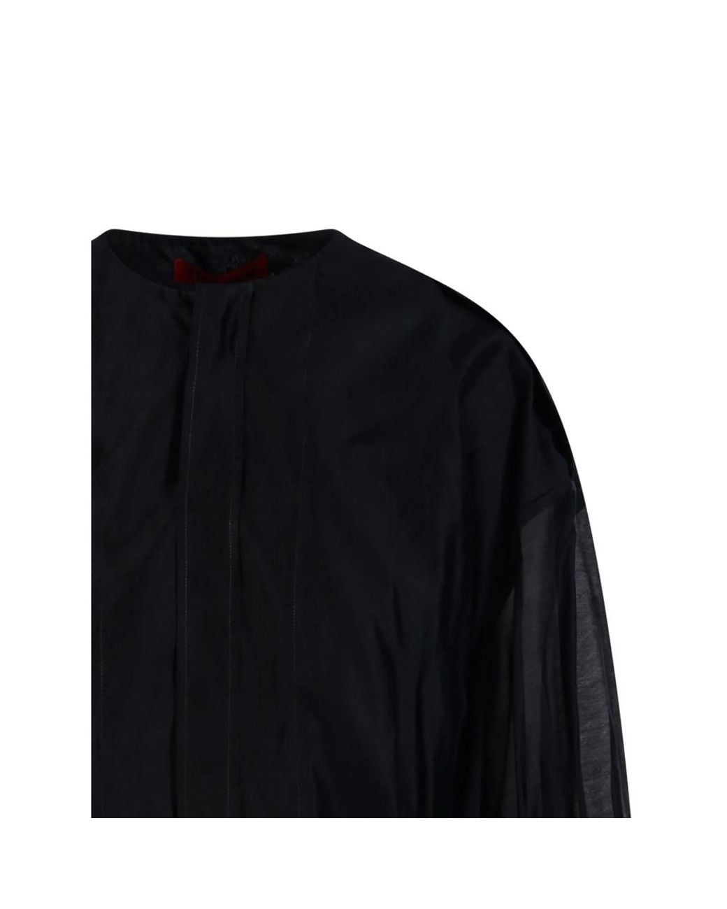 Thelatest Black Blouson-Sleeve Top