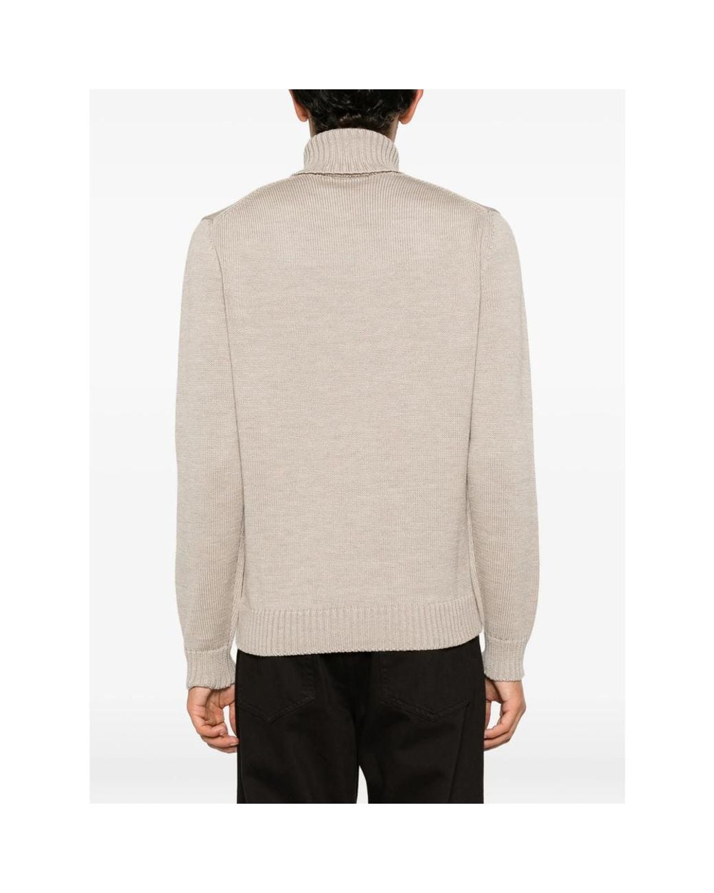 ZANONE-SLOWEAR Natural Ribbed-Knit Roll-Neck Sweater for men