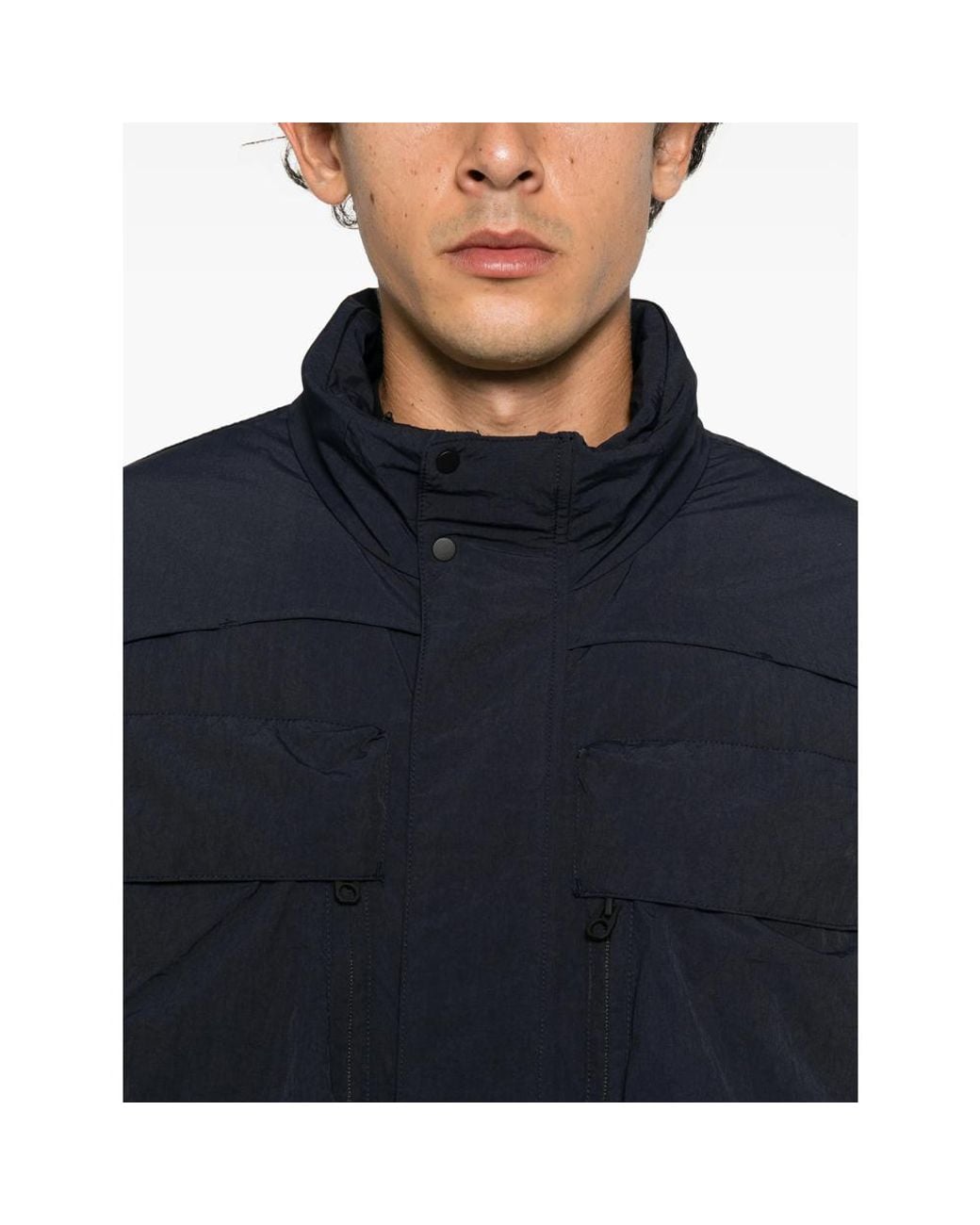 JG1 Blue Multi-Pocket High-Neck Jacket for men
