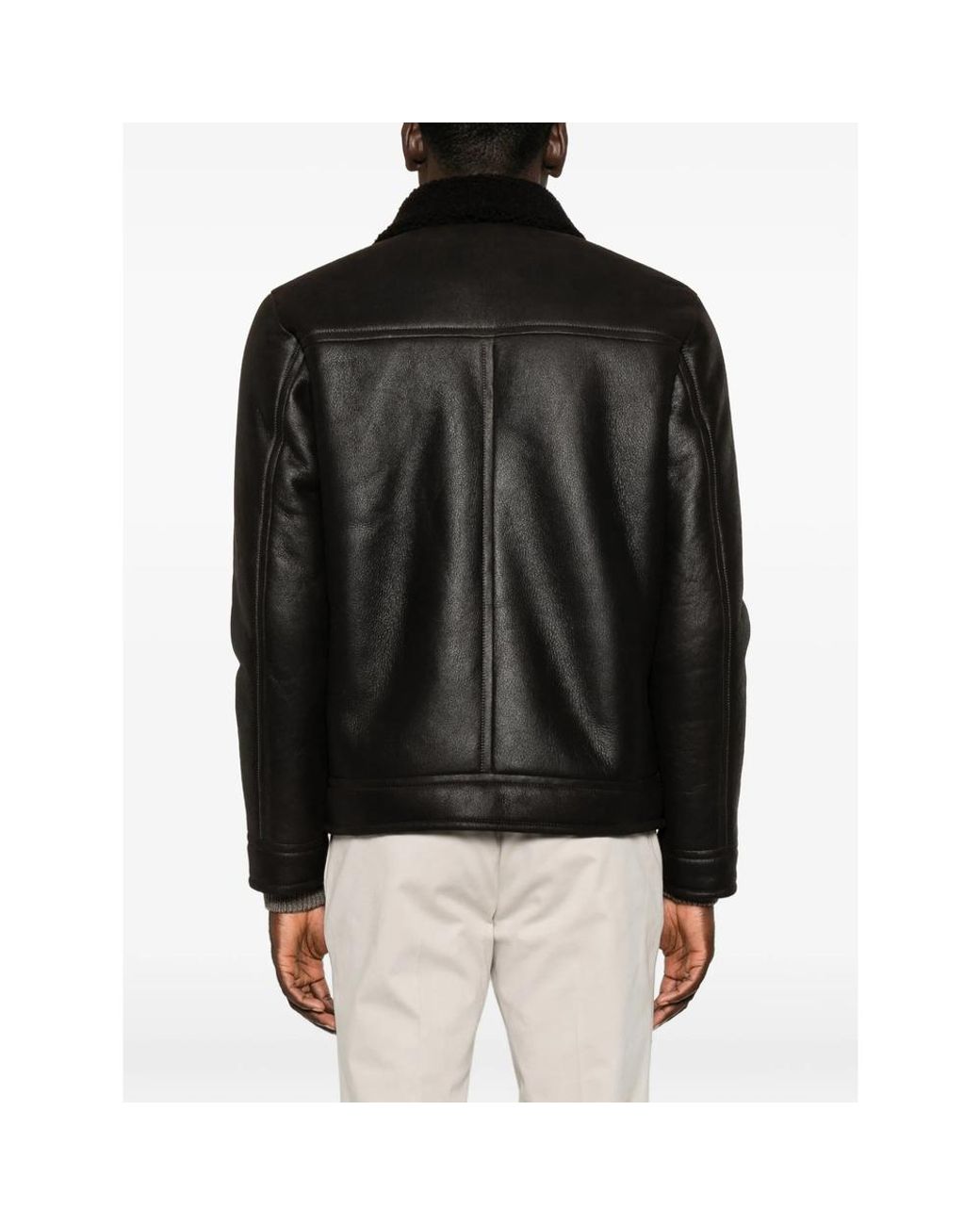 Dondup Black Leather Jacket for men