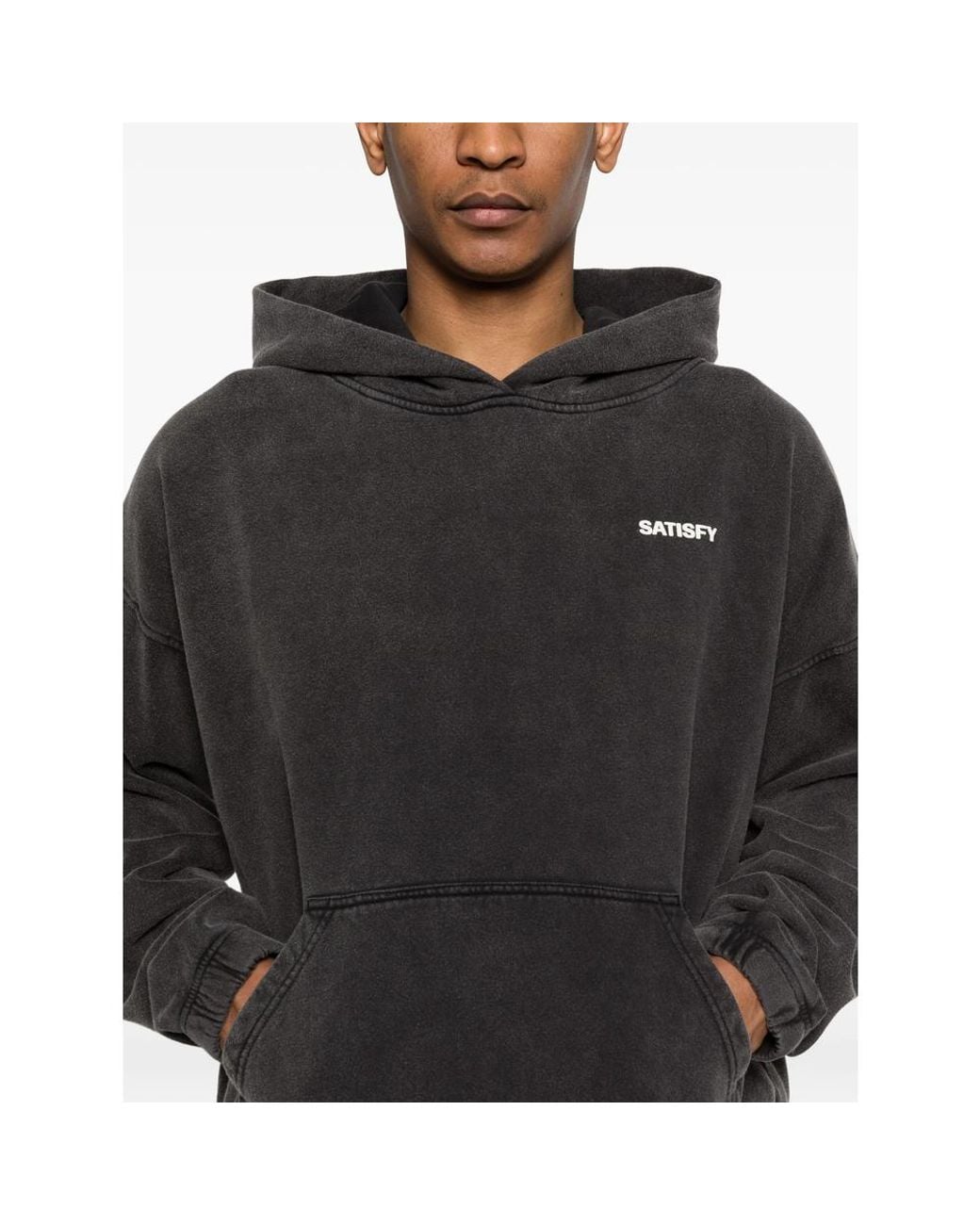 Satisfy Black Logo-Detail Hooded Sweatshirt for men