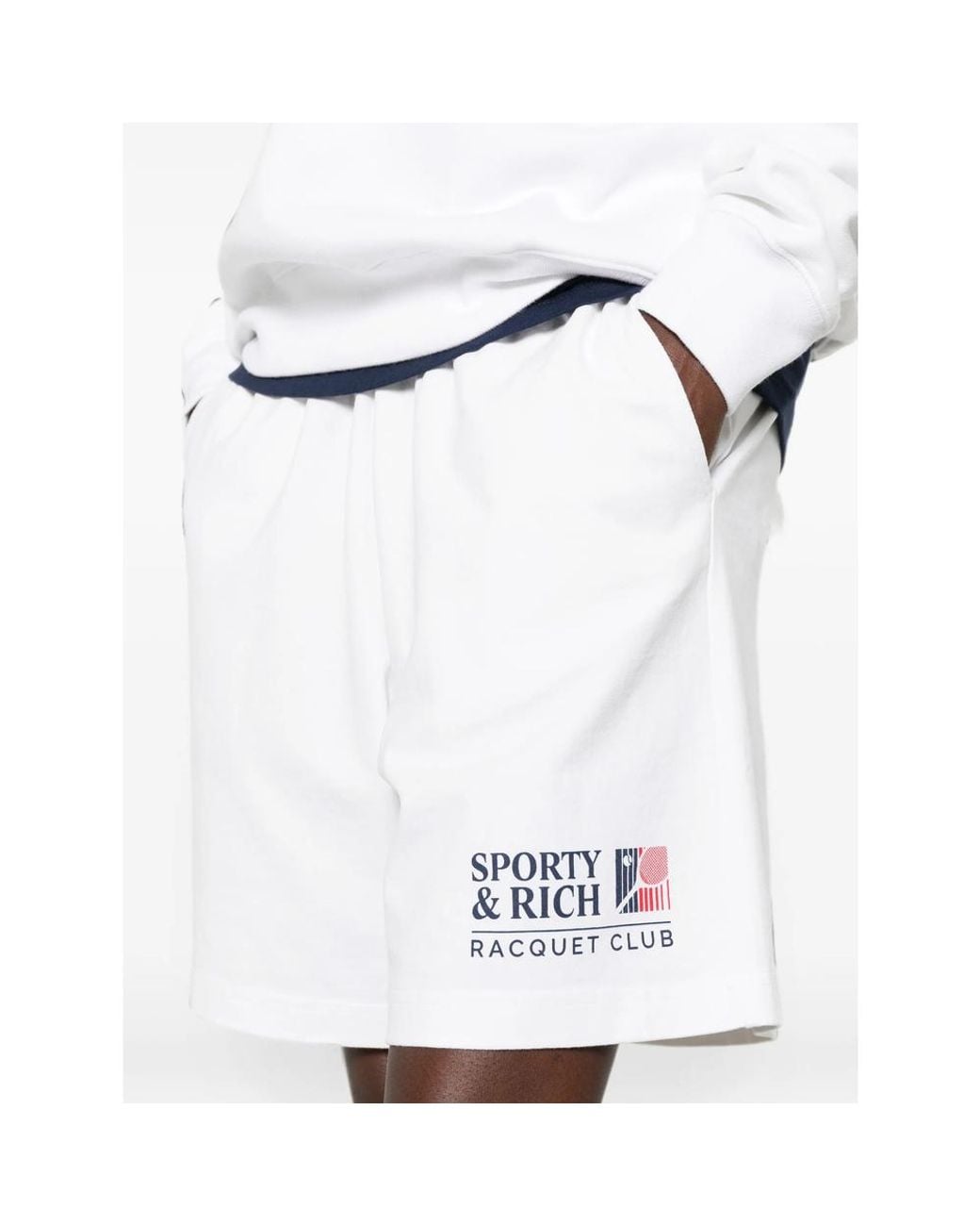 Sporty & Rich White Lena Logo-Print Elasticated Shorts