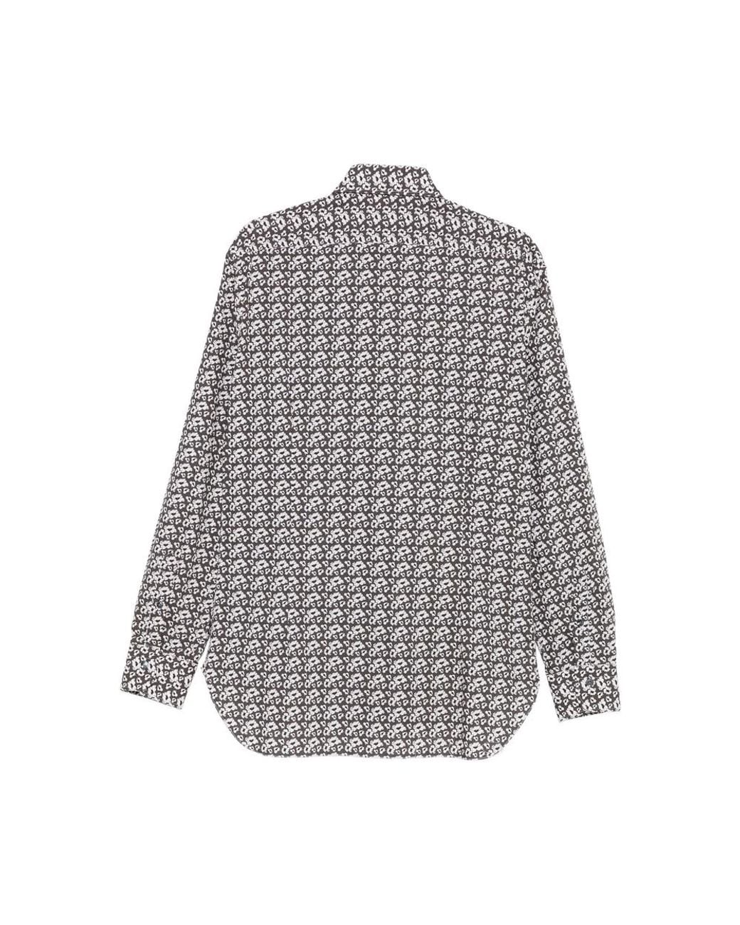 Barba Napoli Gray Floral-Print Shirt for men