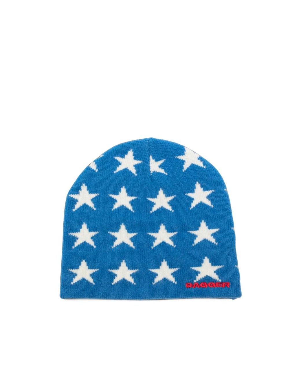 DAGGER Blue Star-Intarsia Beanie Hat for men