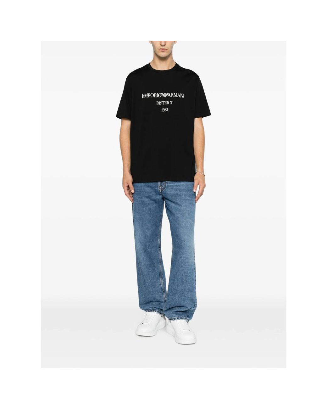 Emporio Armani Black Logo Crew Neck T-Shirt for men