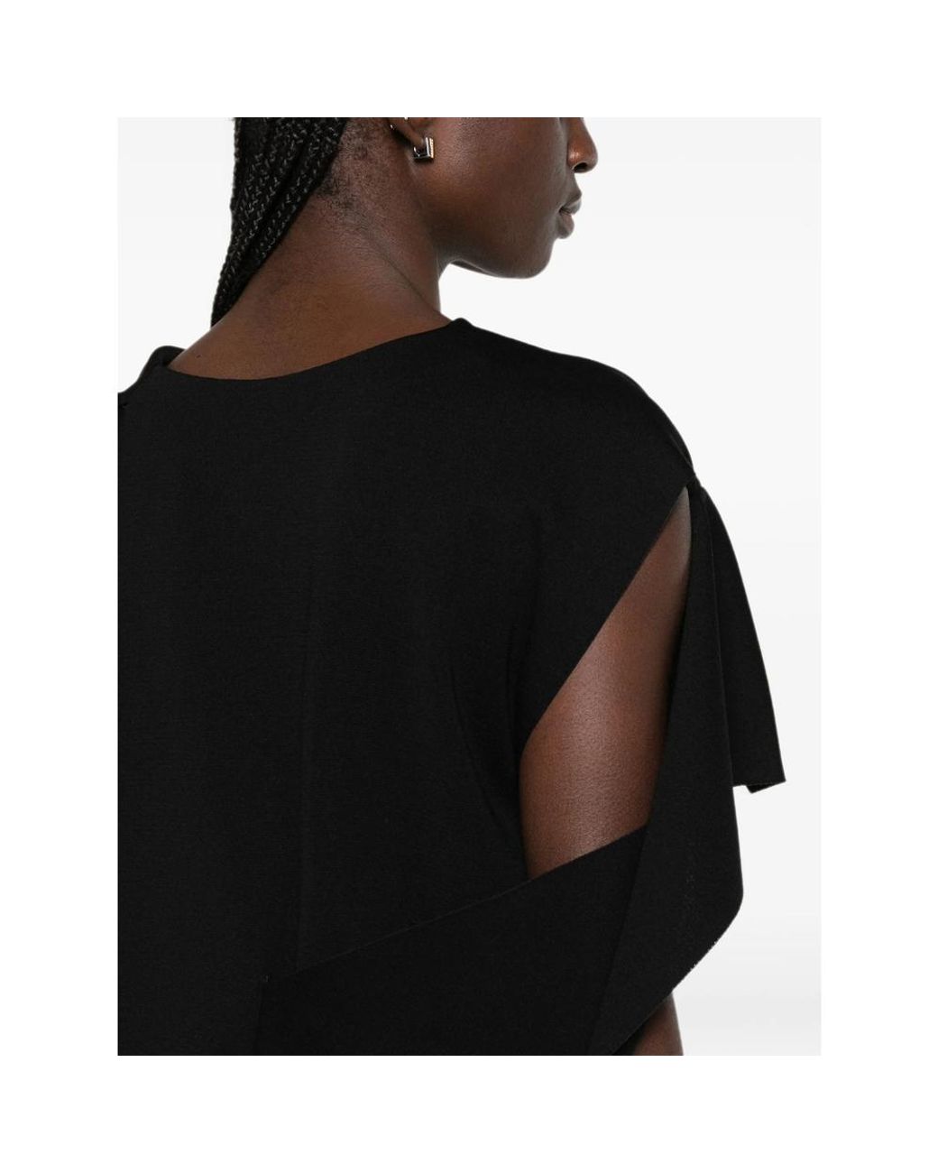 CFCL Black Ac Milan Draped Asymmetric-Sleeve Top