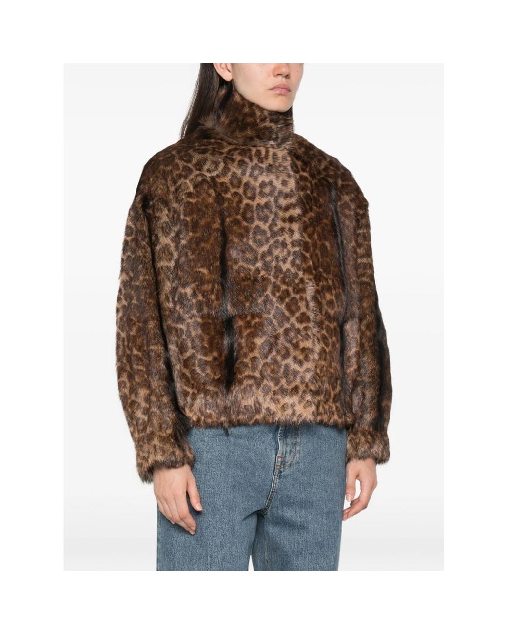 Salvatore Santoro Brown Leopard-Print Long-Sleeve Jacket