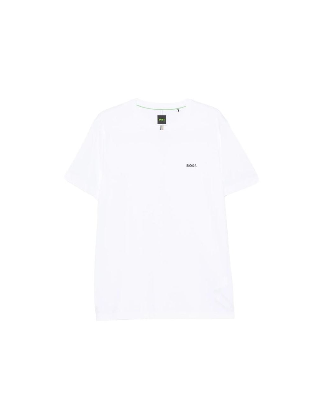 Boss White Logo-Print Crew-Neck T-Shirt for men