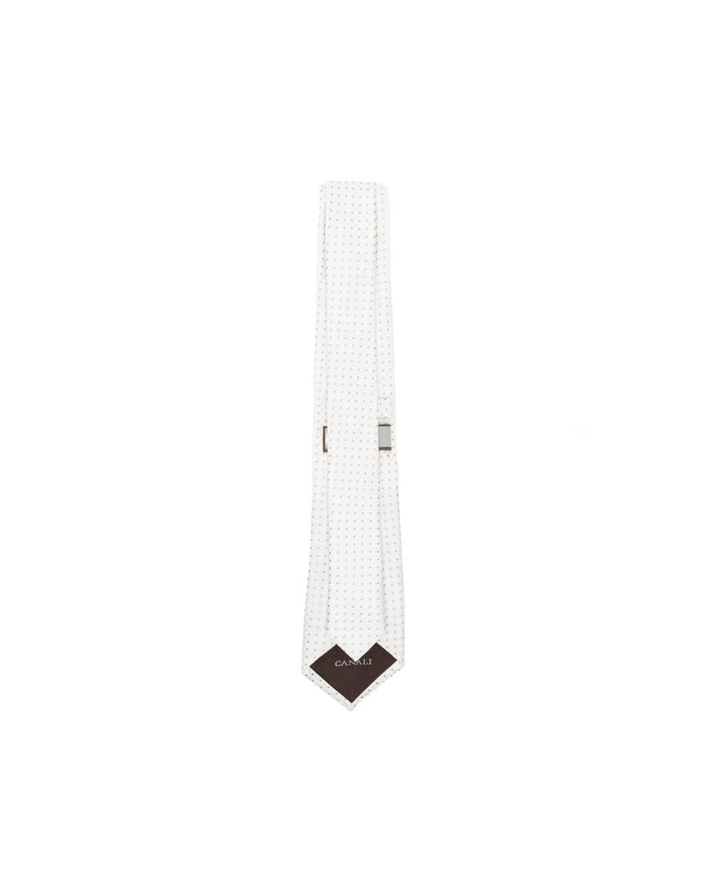 Canali White Micro-Pattern Tie for men