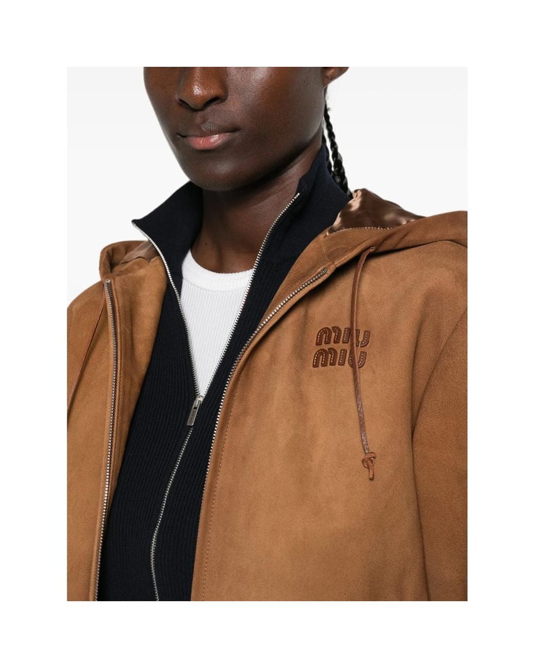 Miu Miu Brown Waxed Suede Blouson Jacket