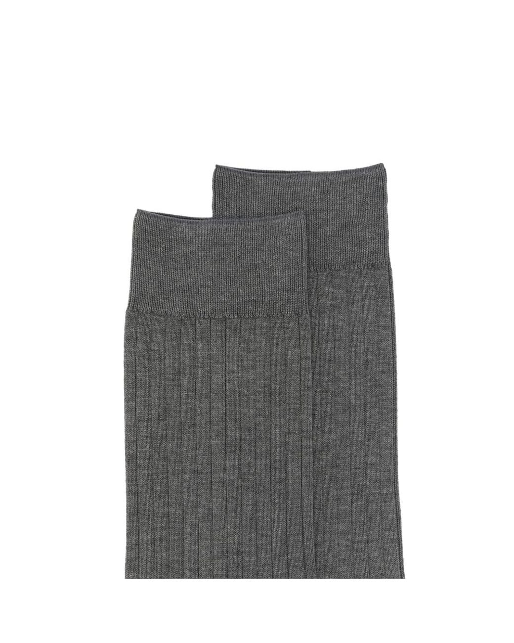 ANT45 Gray Urbana Short Ribbed-Knit Socks