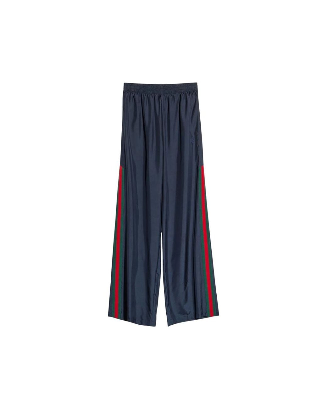 Gucci Blue Web-Stripe Silk Trousers