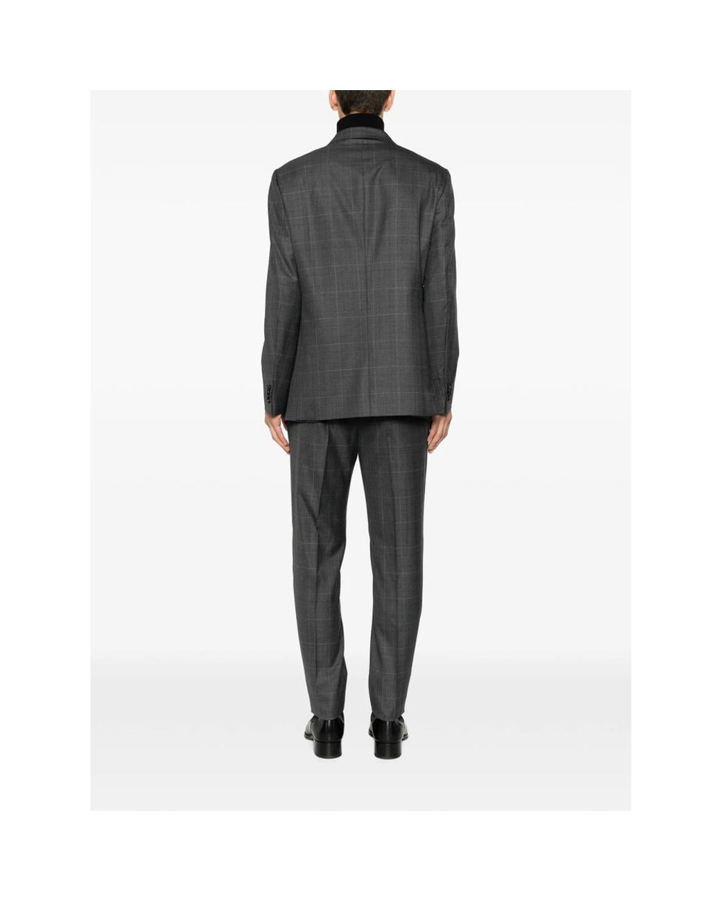 Caruso Gray Check Double-Breasted Suit for men