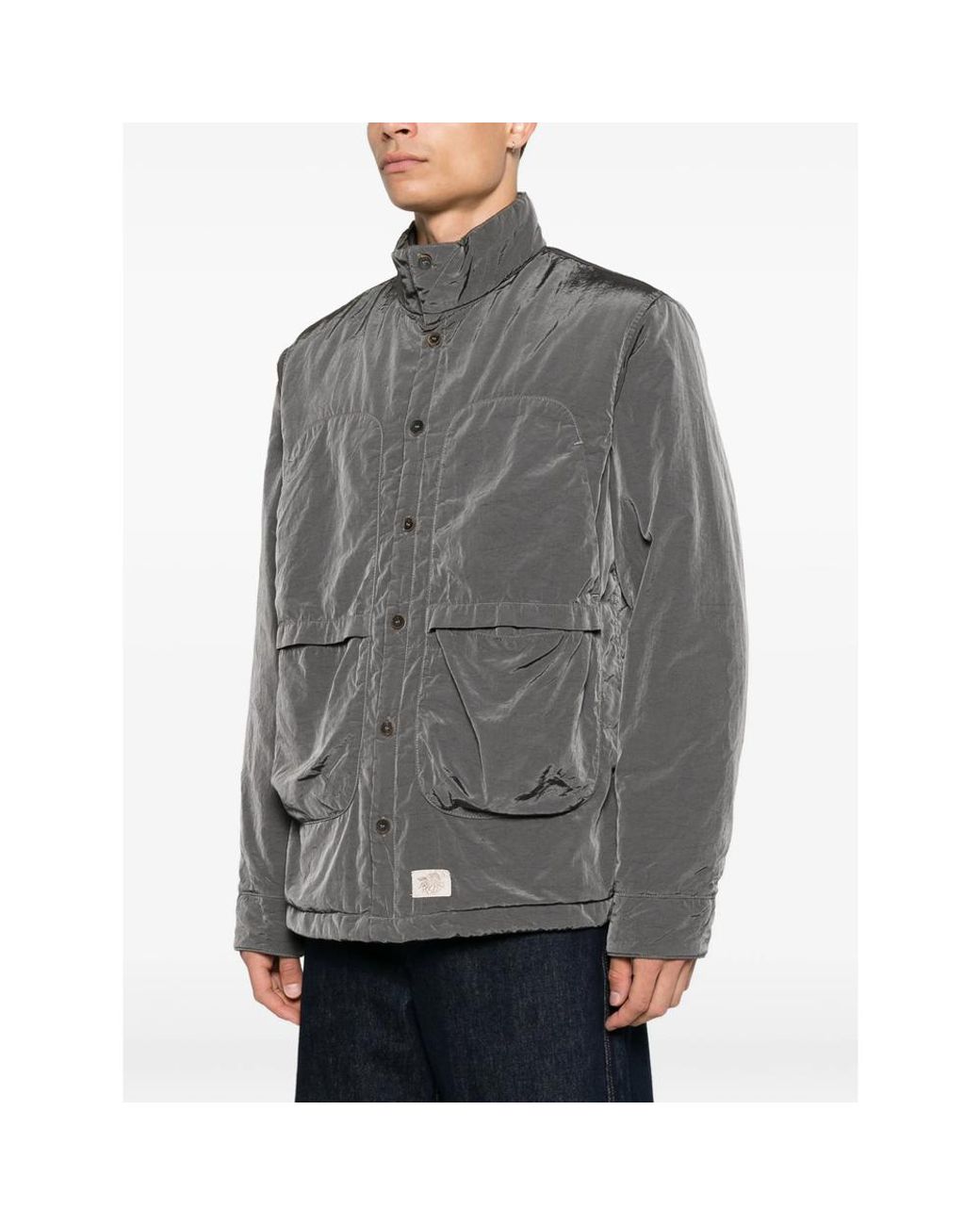 RANRA Gray Button-Up High-Neck Jacket for men