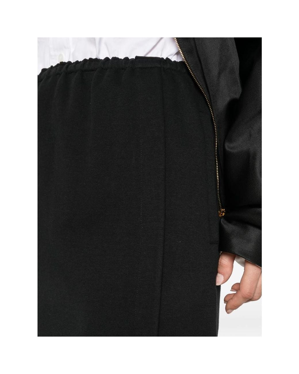 Carven Black Elasticated-Waist Midi Skirt