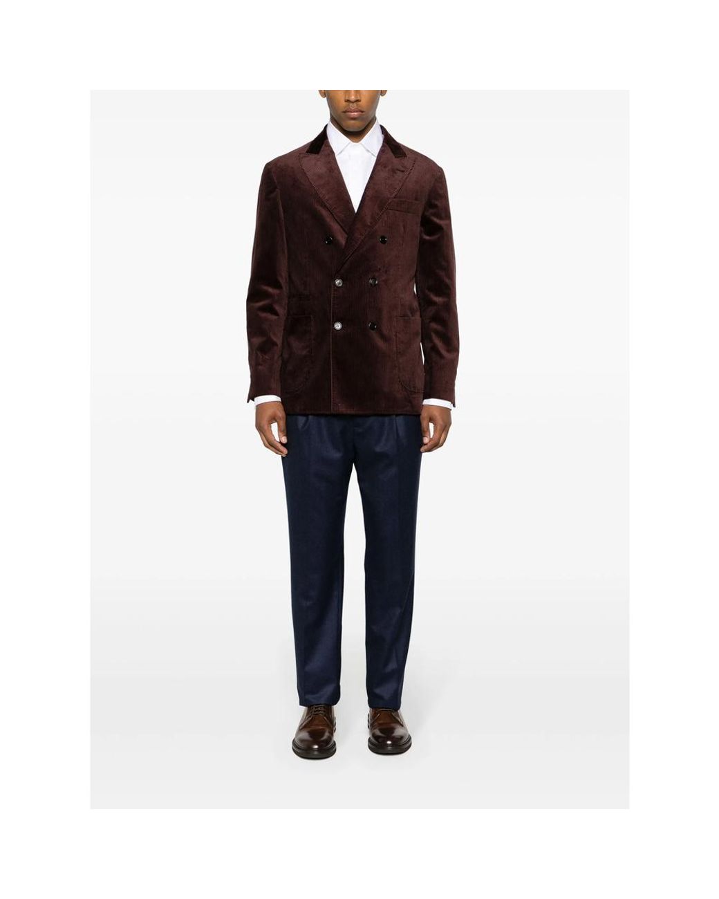 Brunello Cucinelli Blue Virgin Wool Flannel Trousers With Pleat for men