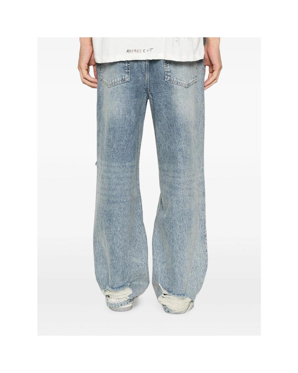 Represent Blue R3 Distressed Wide-Leg Jeans for men