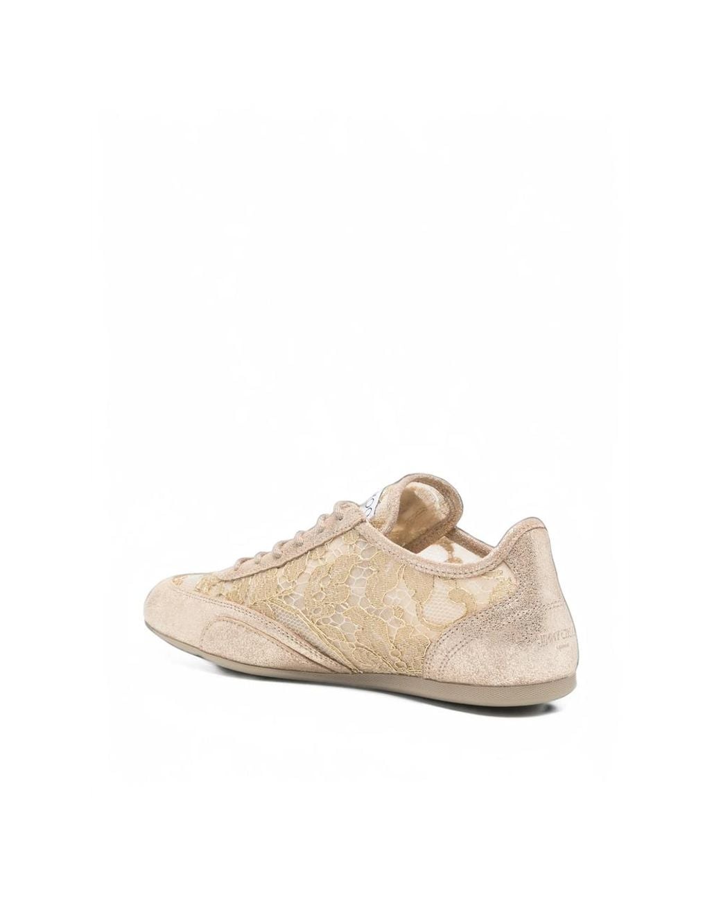 Jimmy Choo Natural Lace-Panelled Metallic Sneakers
