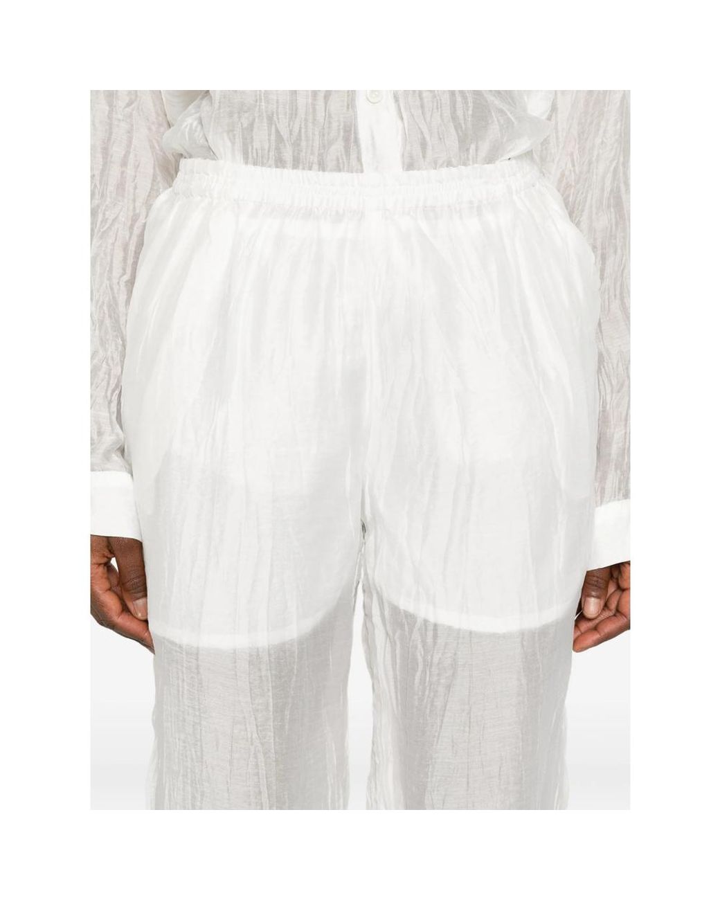 LA PISCINE Gray Wrinkled Trousers Set