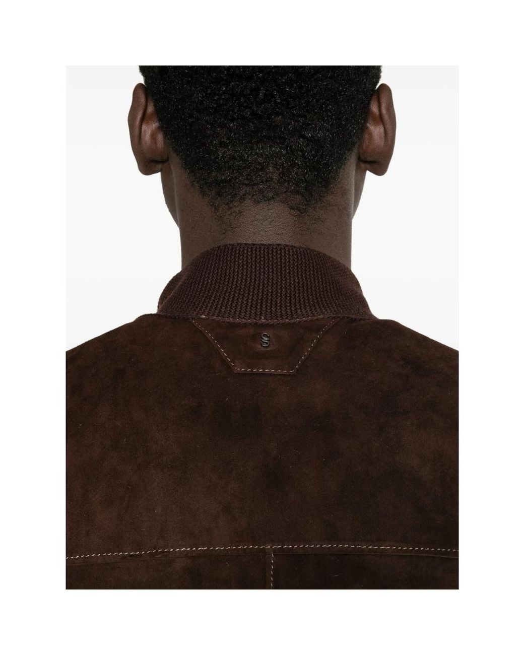 Salvatore Santoro Brown Patch-Pocket Suede Jacket for men