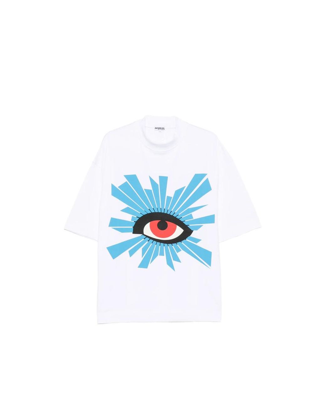 House of Errors Blue Graphic-Print High-Neck T-Shirt for men