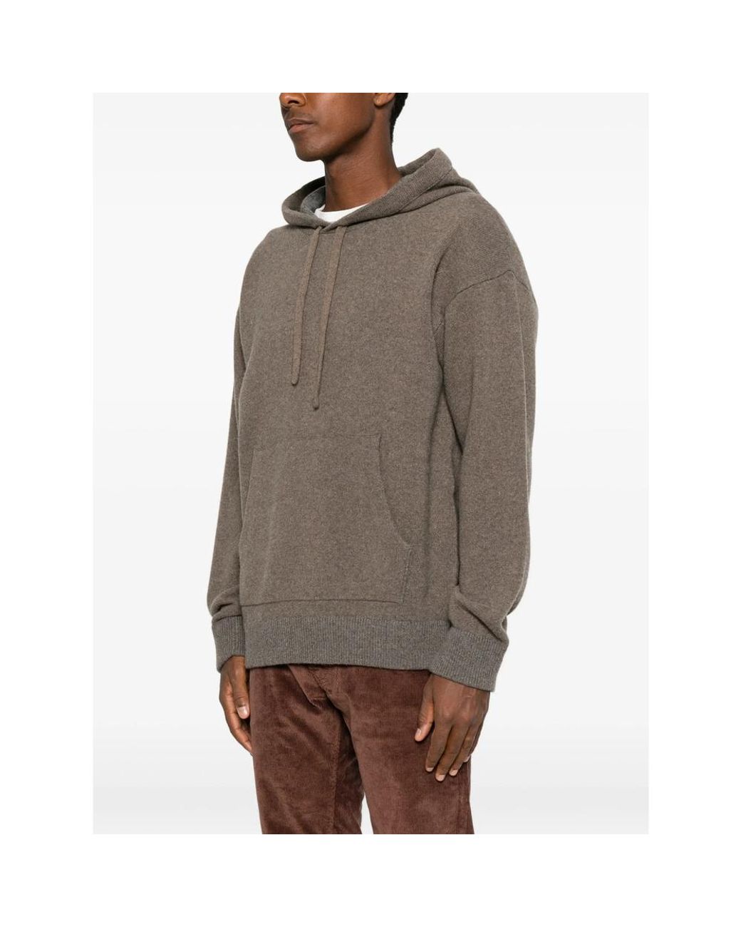 Roberto Collina Brown Front-Pouch Hoodie for men