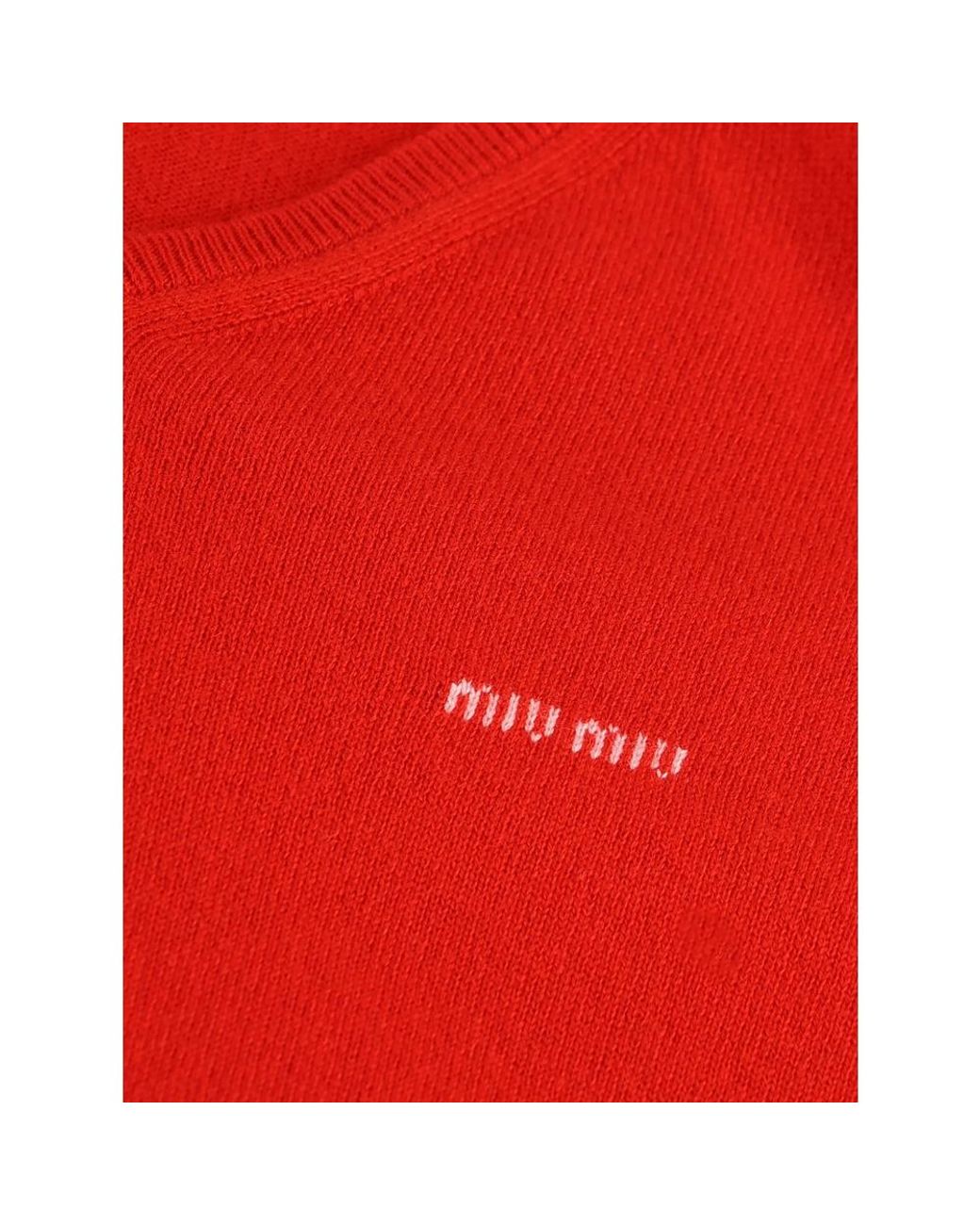Miu Miu V-Neck Logo-Embroidered Sweater