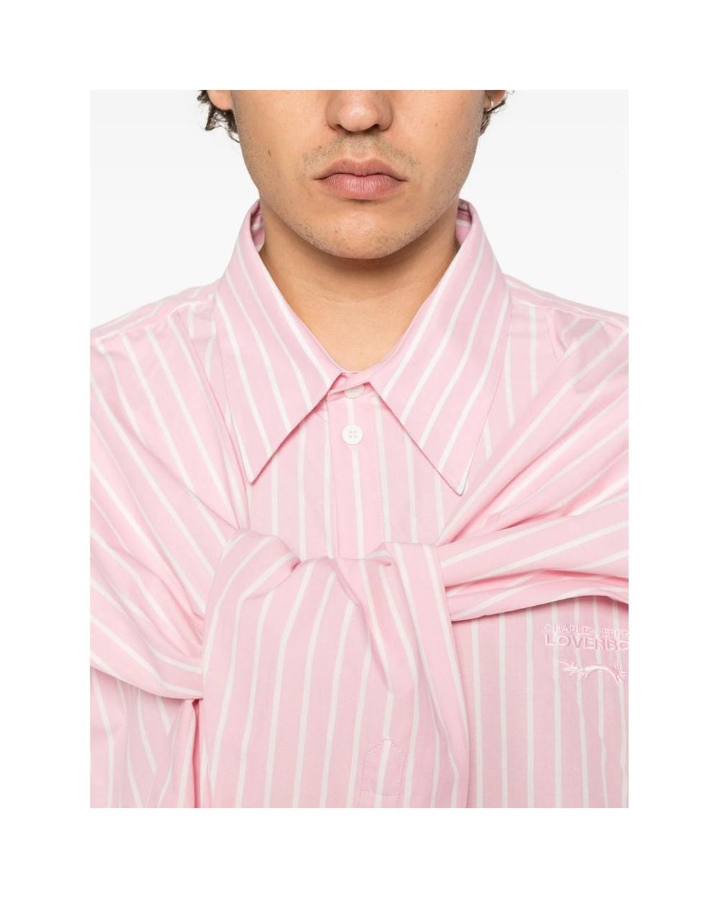 Charles Jeffrey Pink Stripe-Print Trompe-L'Oeil Shirt for men
