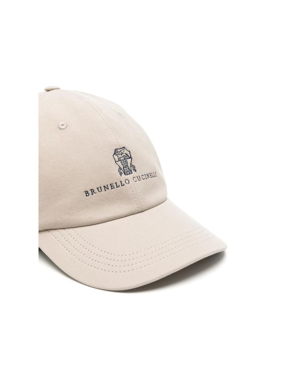 Brunello Cucinelli Natural Garment-Dyed Twisted Cotton Gabardine Baseball Cap With Embroidered Logo for men