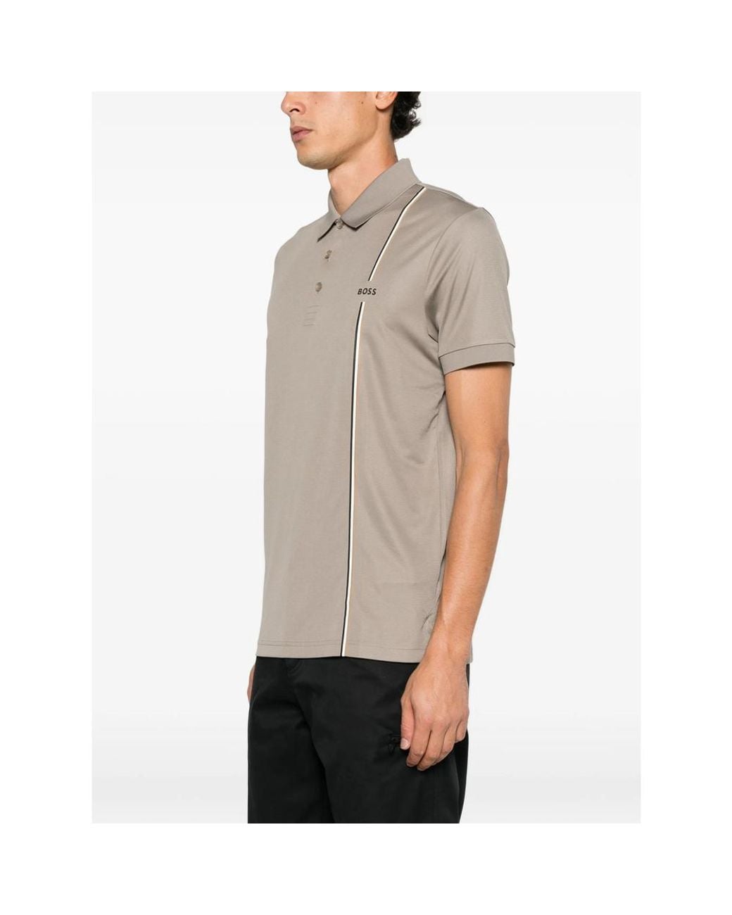 Boss Natural Logo-Print Striped Polo Shirt for men