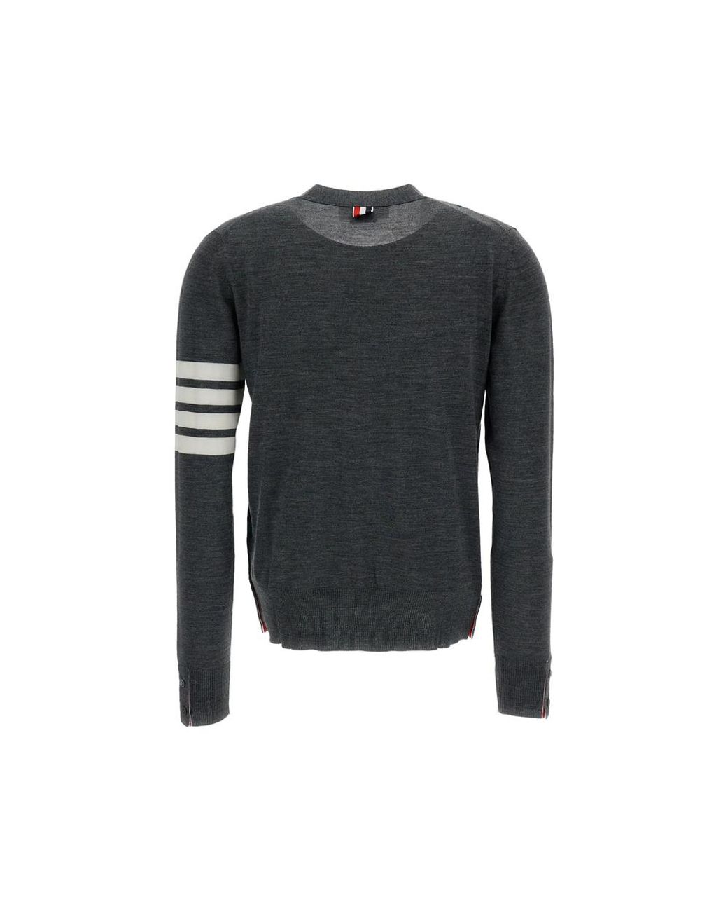 Thom Browne Gray Relaxed Fit Cardigan With Striped Detail