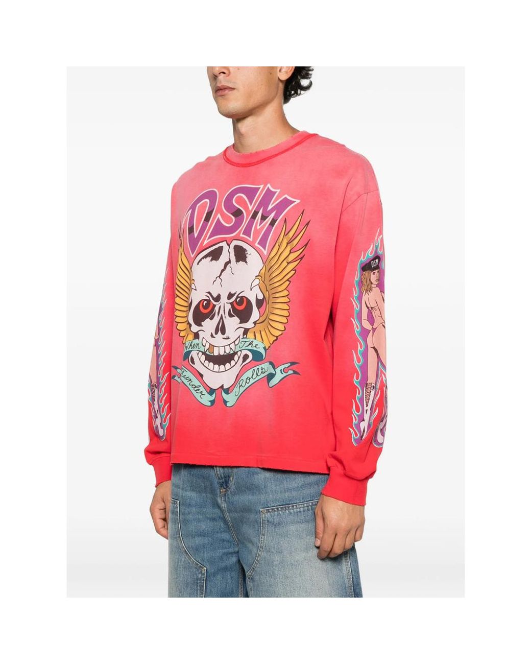 DIET STARTS MONDAY Pink Graphic-Print Long-Sleeve T-Shirt for men