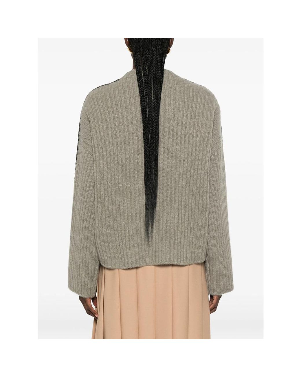Kujten Green Ribbed Whipstitch-Trim Sweater