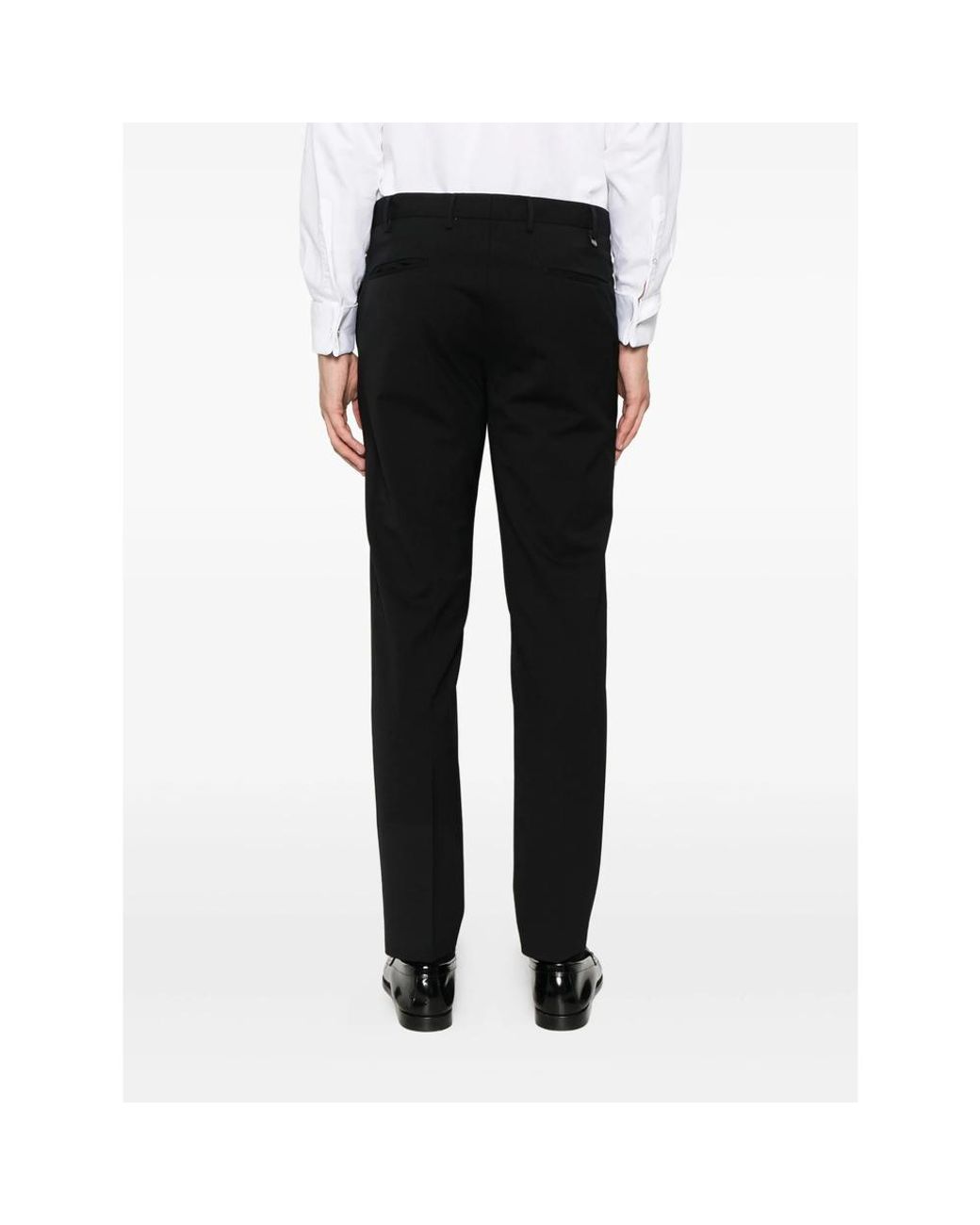PT Torino Black Slim-Fit Pressed-Crease Trousers for men