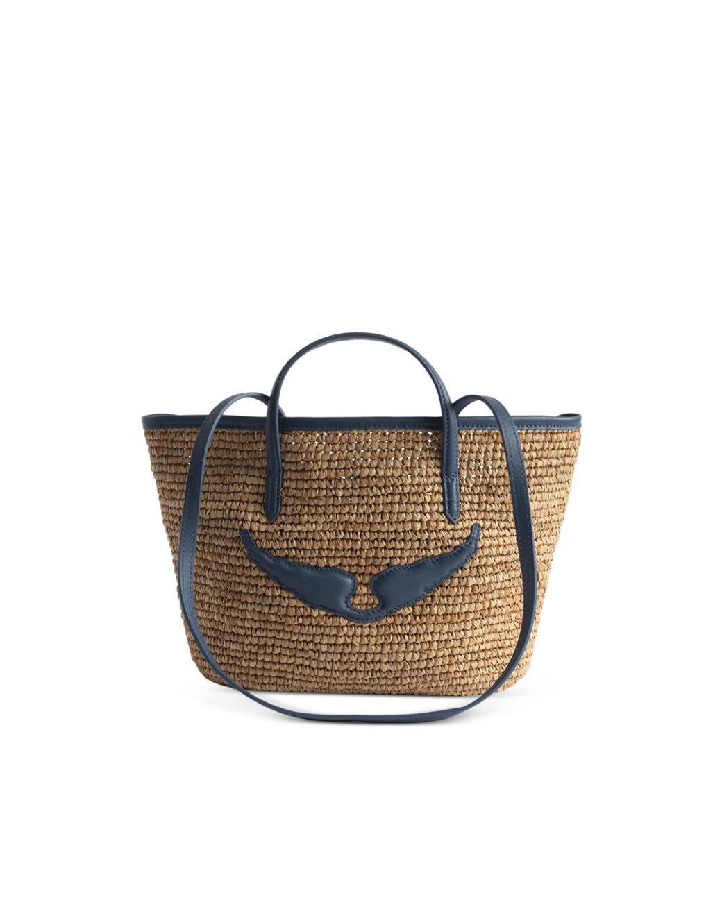 Zadig & Voltaire White Mini Wings Raffia Tote Bag