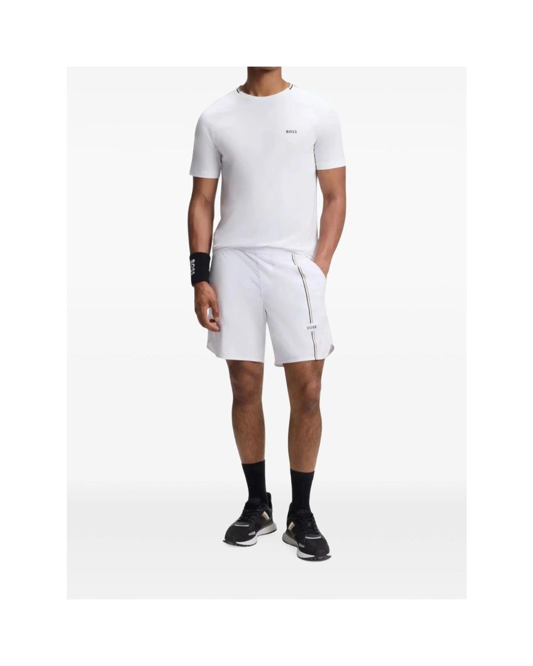 Boss White Active Moisture-Wicking T-Shirt With Tennis-Ball Eming for men