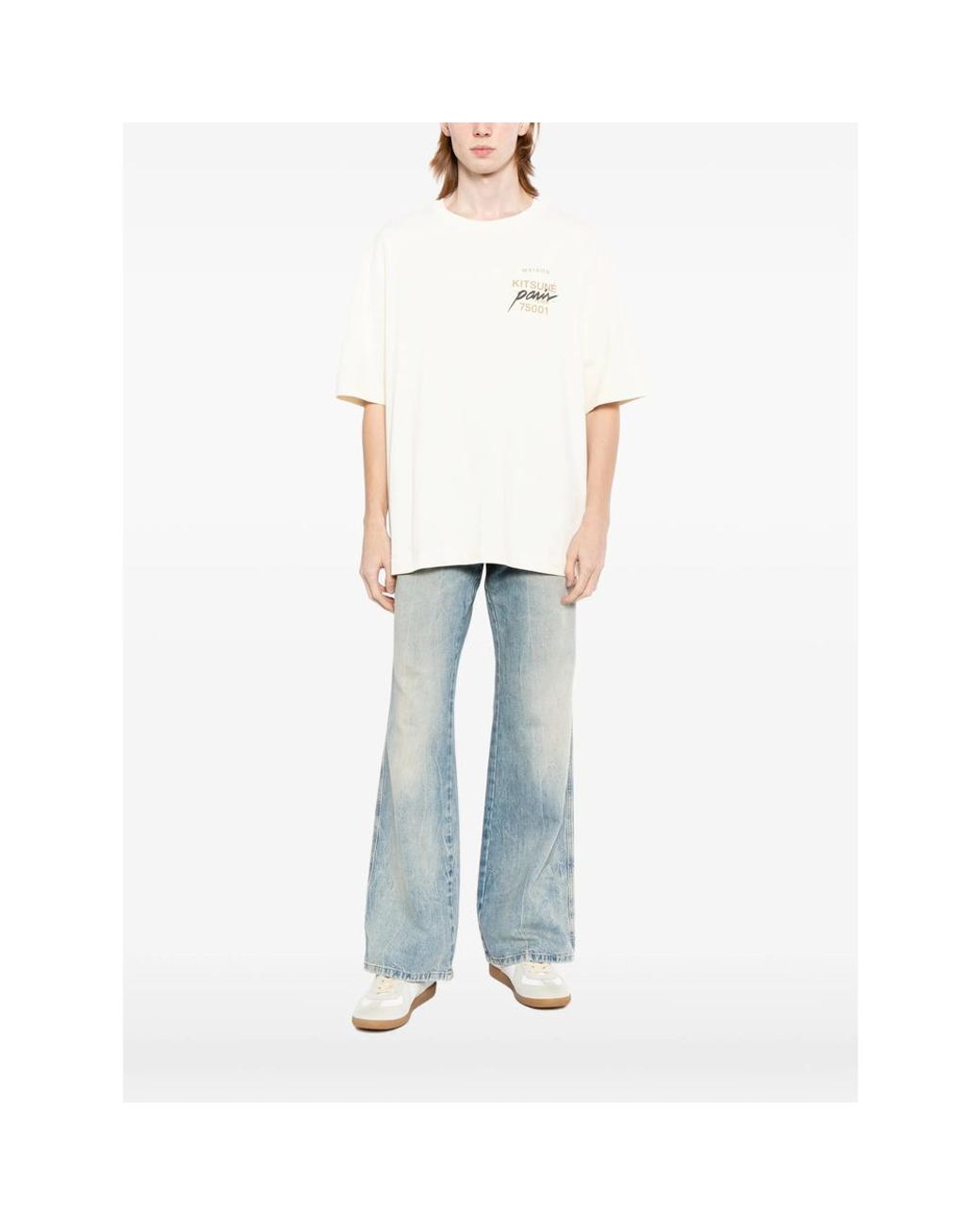 Maison Kitsuné White Logo-Print T-Shirt for men