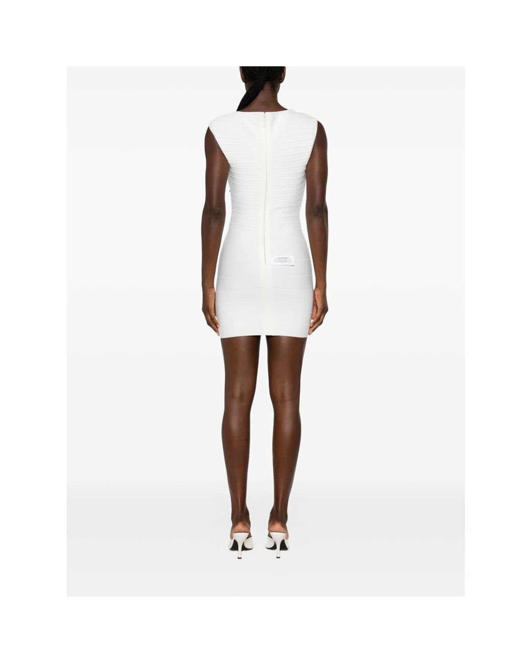 Hervé Léger White Bella Bandage-Style Mini Dress