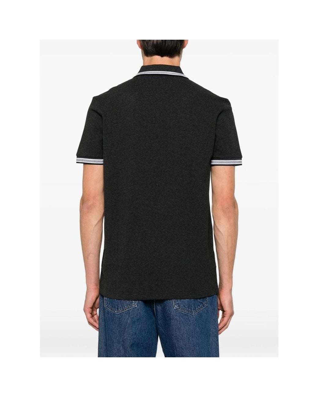 Boss Black Logo-Print Tipped Polo Shirt for men