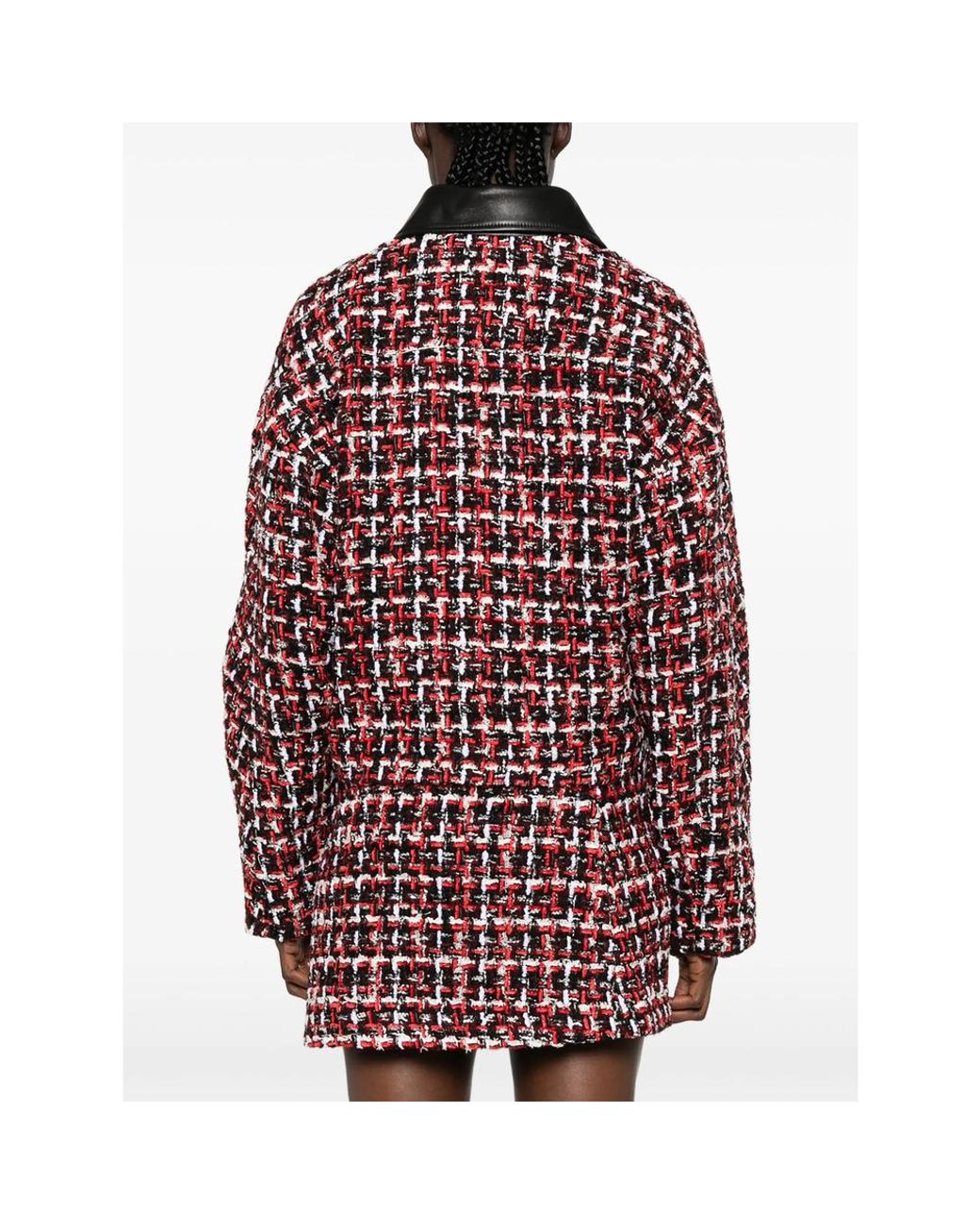 IRO Red Nuffy Tweed Leather-Collar Jacket