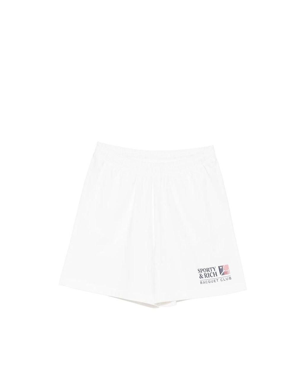 Sporty & Rich White Lena Logo-Print Elasticated Shorts