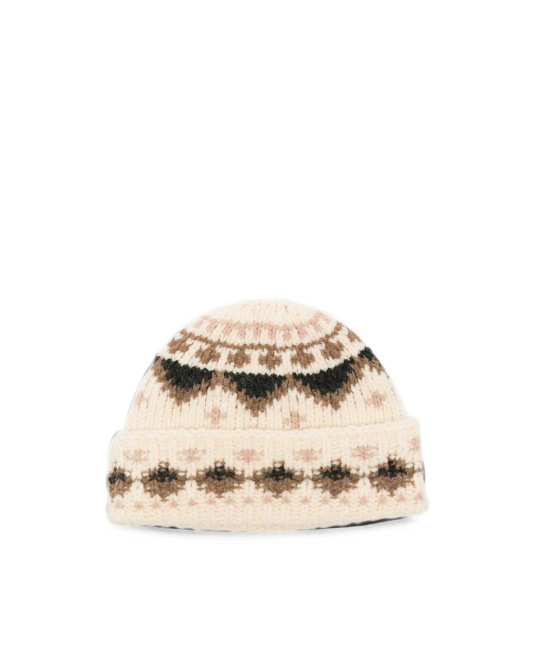 Moncler Natural Fair Isle-Knit Beanie Hat for men