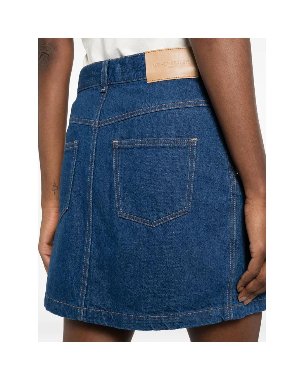 Maison Kitsuné Blue Regular-Fit Denim Mini Skirt