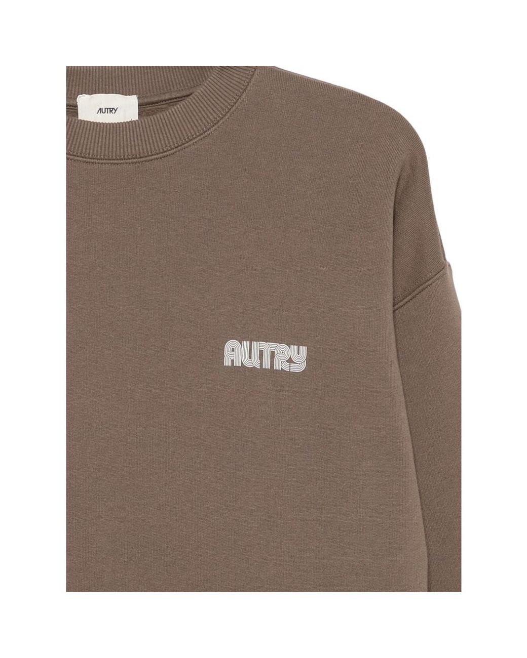 Autry Brown Record Logo-Embroidered Dropped-Shoulder Sweatshirt for men