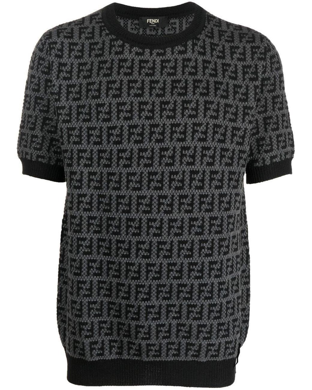 Fendi Wool Monogram-pattern Knitted Top in Black for Men | Lyst