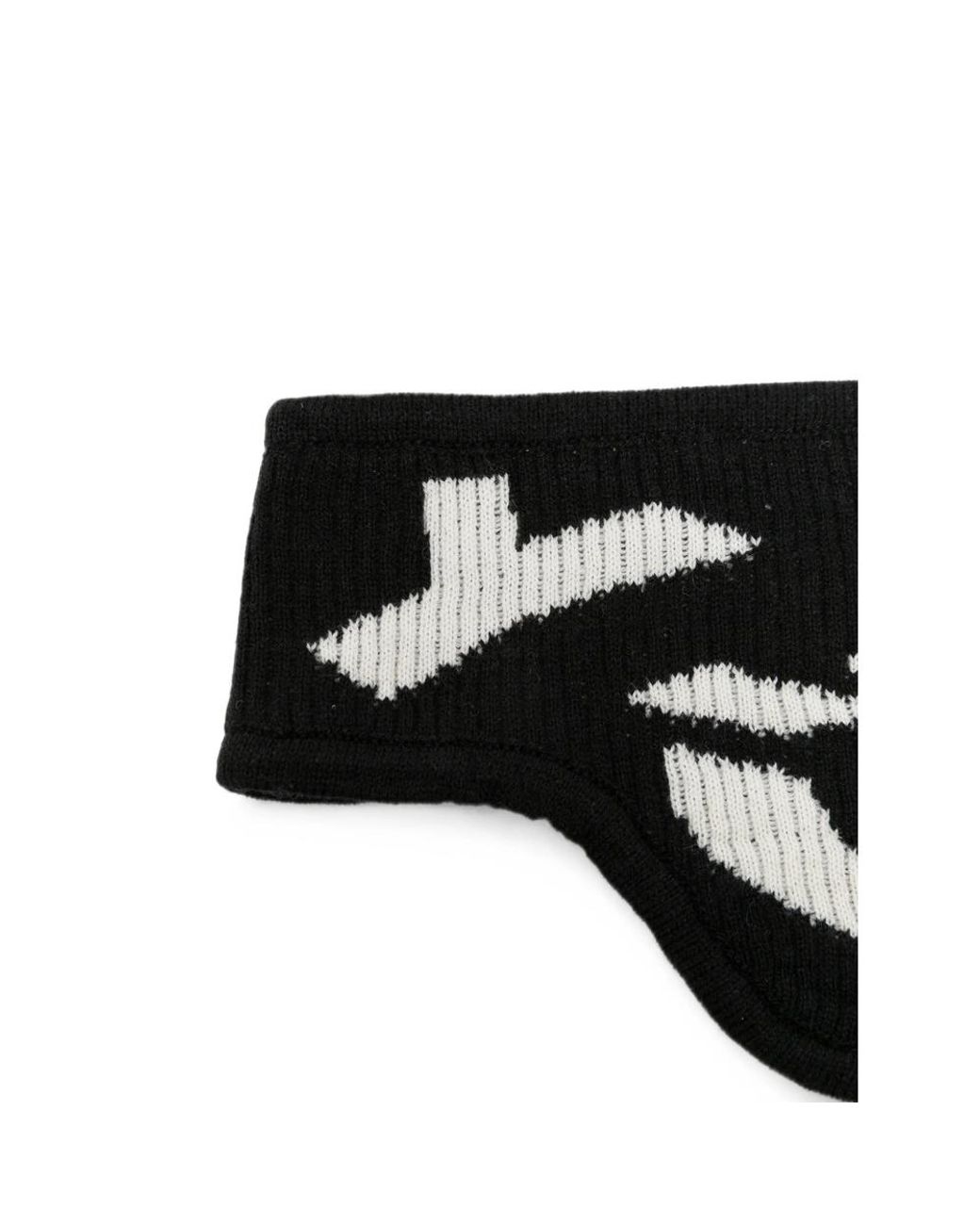 Y-3 Black X Yohji Yamamoto Logo-Intarsia Ribbed Headband for men
