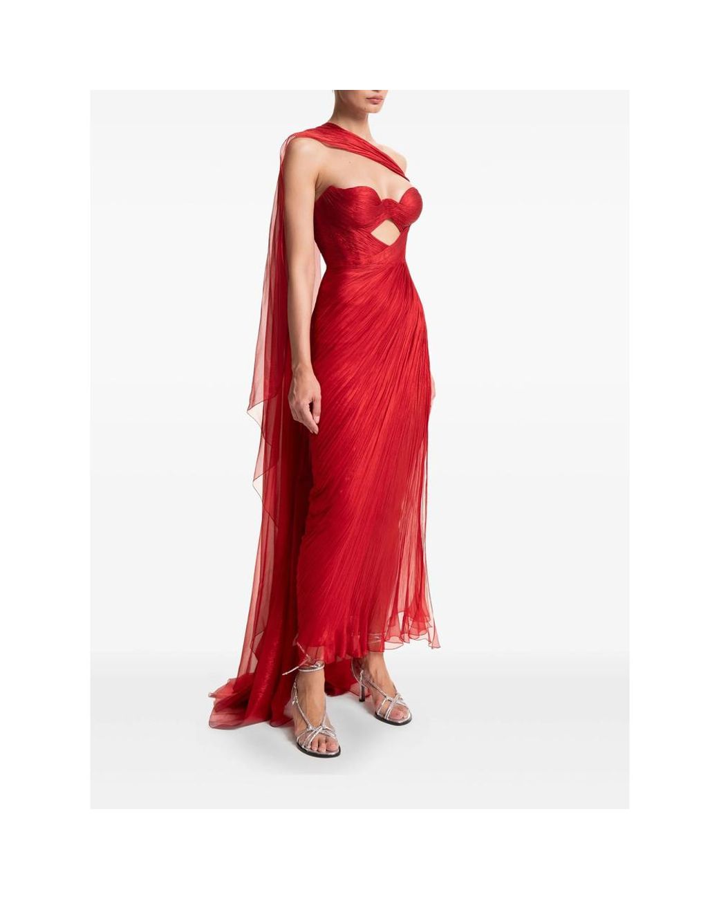 Maria Lucia Hohan Yasmine Cut-Out Draped Gown in Red | Lyst UK