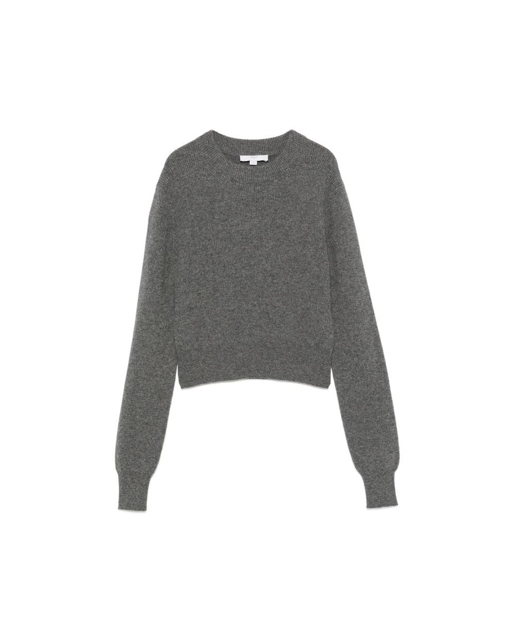 Malo Gray Ribbed-Knit Cropped Sweater