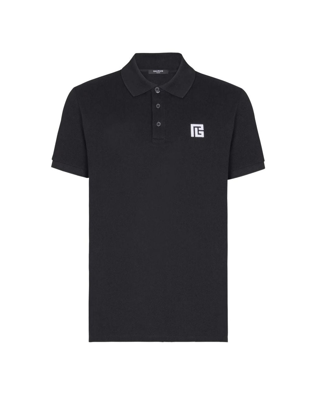 Balmain Black Cotton Polo Shirt for men