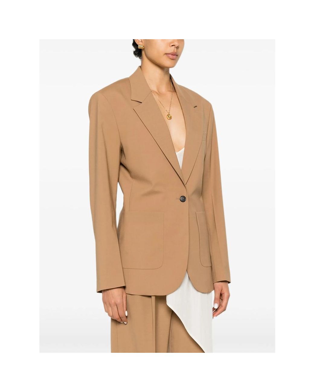 Covert Brown Single-Breasted Patch-Pocket Blazer